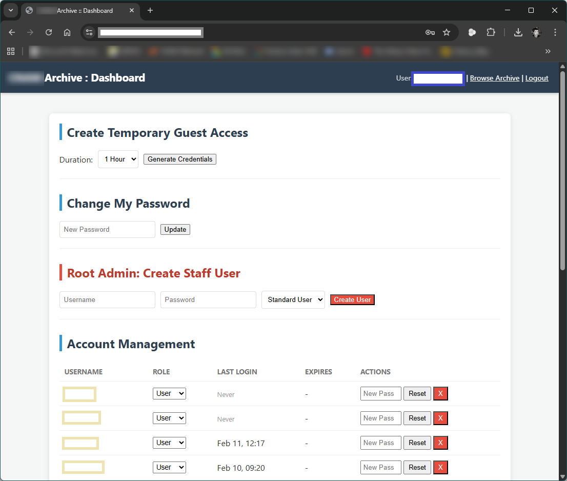 Gallery back-end user configuration